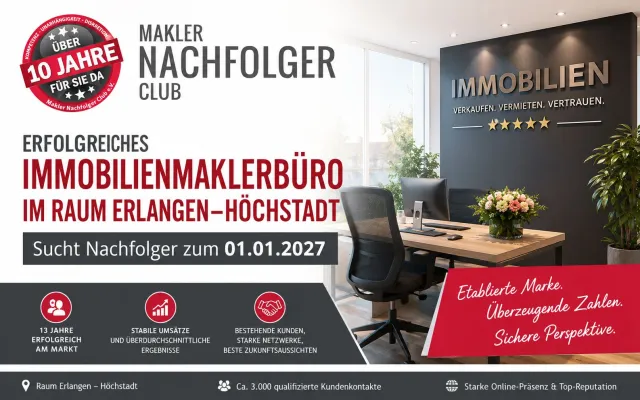 Bild: Etabliertes Immobilienmaklerbüro im Raum Erlangen–Höchstadt sucht Nachfolger