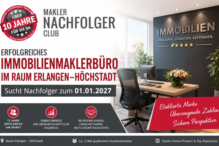 Bild: Etabliertes Immobilienmaklerbüro im Raum Erlangen–Höchstadt sucht Nachfolger