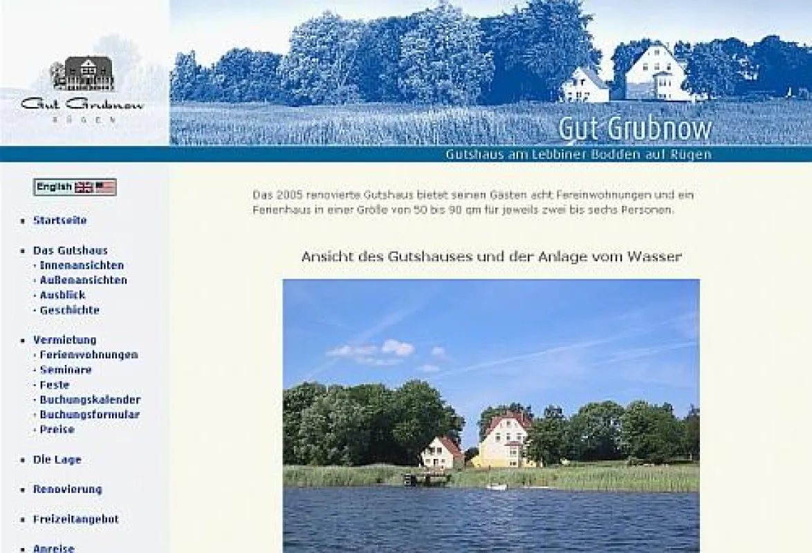 Neue Homepage des Gutshauses Grubnow Rügen, www.gut-grubnow.de