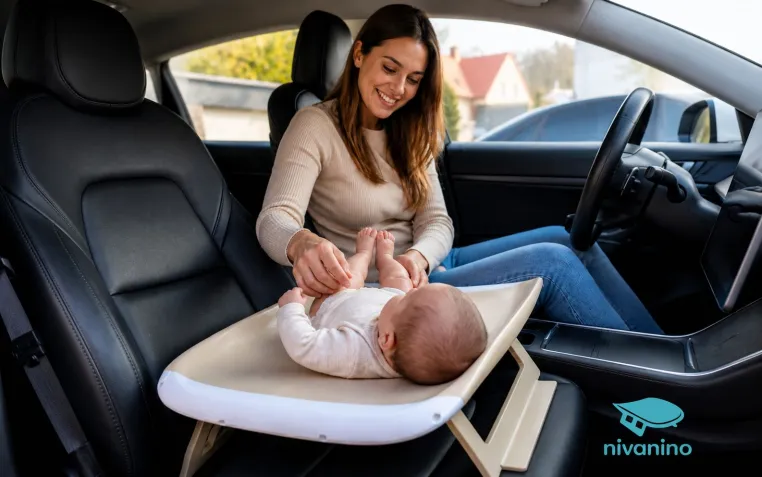 Papa aus dem Saarland entwickelt mobilen Wickelplatz fürs Auto Bild: Papa aus dem Saarland entwickelt mobilen Wickelplatz fürs Auto