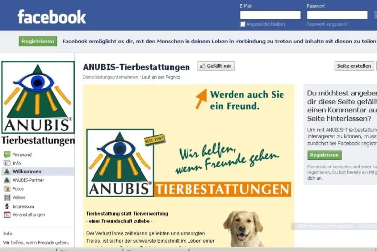 Bild: ANUBIS-Tierbestattungen nun auf Facebook - Das Forum für Tierfreunde