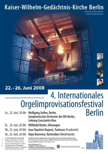 4. Internationales Orgelimprovisationsfestival Berlin 2008 in der Kaiser-Wilhelm-Gedächtnis-Kirche Bild: 4. Internationales Orgelimprovisationsfestival Berlin 2008 in der Kaiser-Wilhelm-Gedächtnis-Kirche