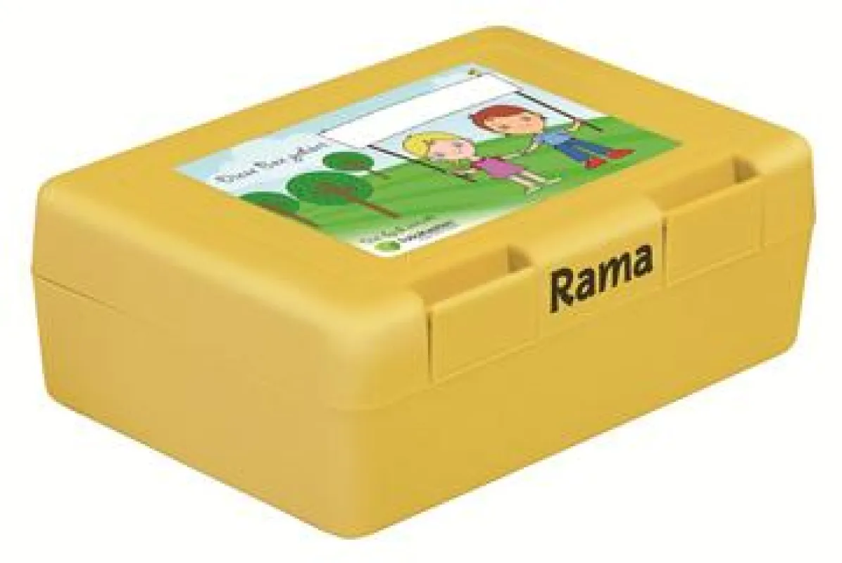 Ob als Lunchbox, Behälter für Bastel-Utensilien oder persönliche Schatztruhe ? Die gelbe Dose von fotokasten und Rama