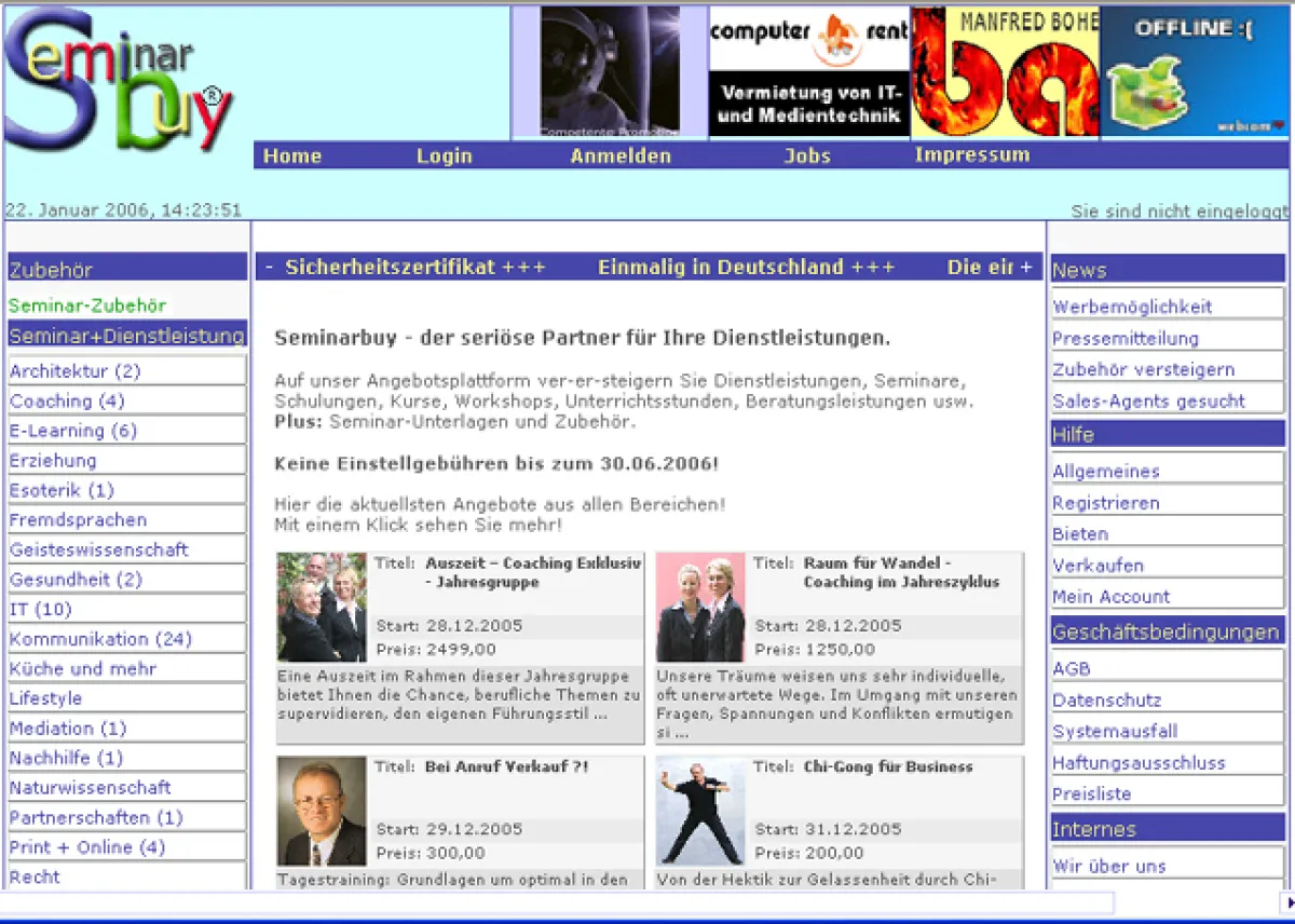 Neu: Seminare & Co. einfach und günstig ersteigern