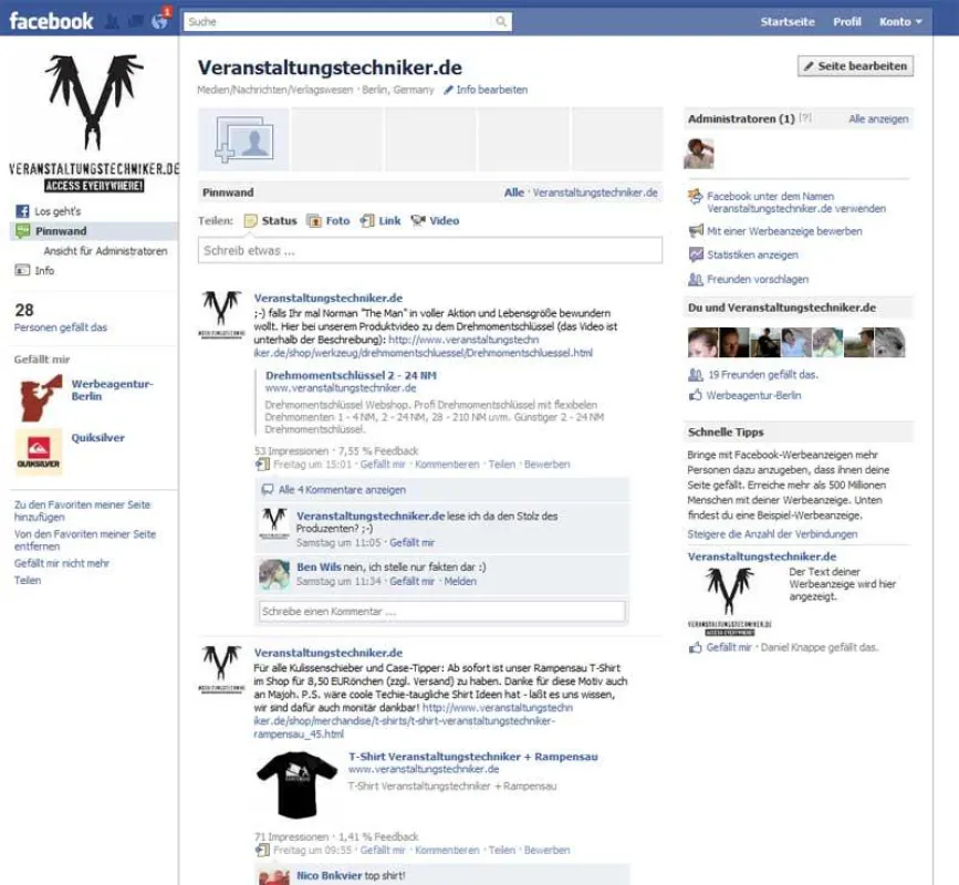 Veranstaltungstechniker.de auf Facebook (Screenshot)