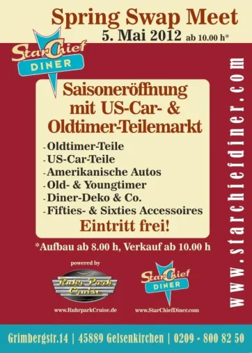 5.Mai: Spring Swap Meet – US-Car- und Oldtimer Saisoneröffnung mit Teilemarkt Bild: 5.Mai: Spring Swap Meet – US-Car- und Oldtimer Saisoneröffnung mit Teilemarkt