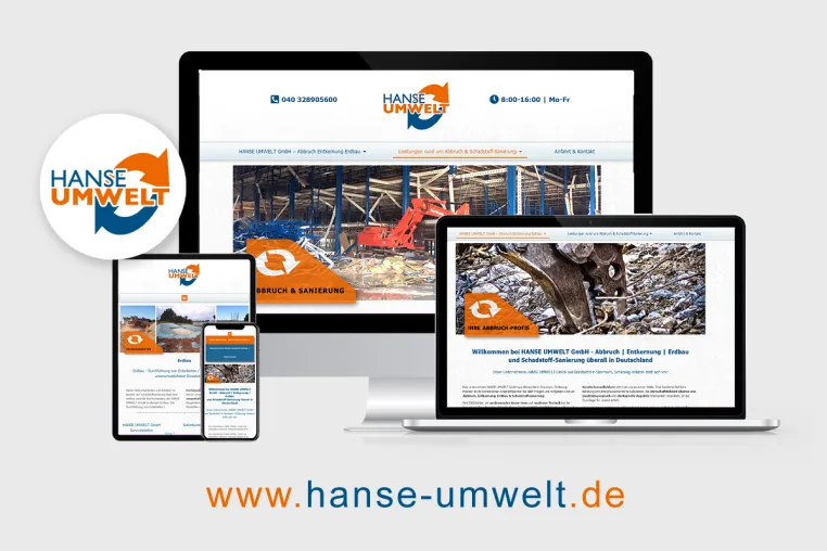 Webrelaunch bei HANSE UMWELT GmbH - Abbruch Entkernung Erdbau und Schadstoffsanierung ueberall in Deutschland Bild: Webrelaunch bei HANSE UMWELT GmbH - Abbruch Entkernung Erdbau und Schadstoffsanierung ueberall in Deutschland