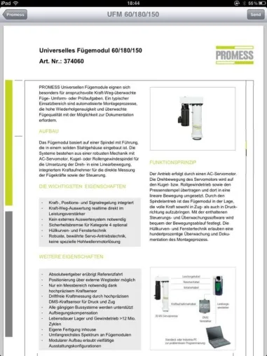 PROMESS Produktinformationen über Smartphone Bild: PROMESS Produktinformationen über Smartphone