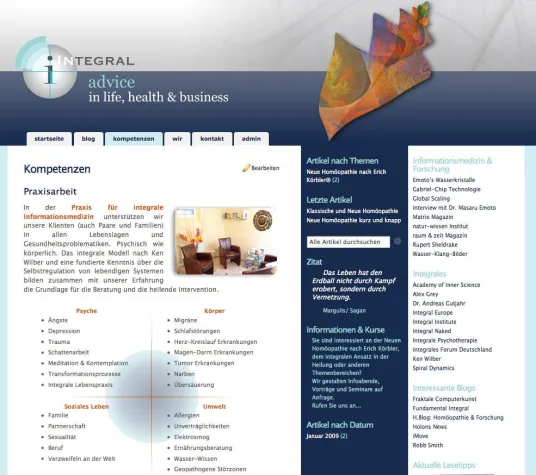 Integral advice Website Relaunch - Neue Onlinepräsentation der Praxis für Neue Homöopathie nach Erich Körbler Bild: Integral advice Website Relaunch - Neue Onlinepräsentation der Praxis für Neue Homöopathie nach Erich Körbler