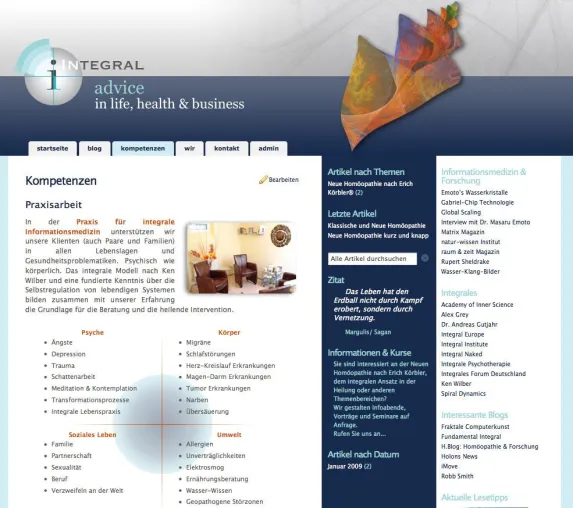 Bild: Integral advice Website Relaunch - Neue Onlinepräsentation der Praxis für Neue Homöopathie nach Erich Körbler