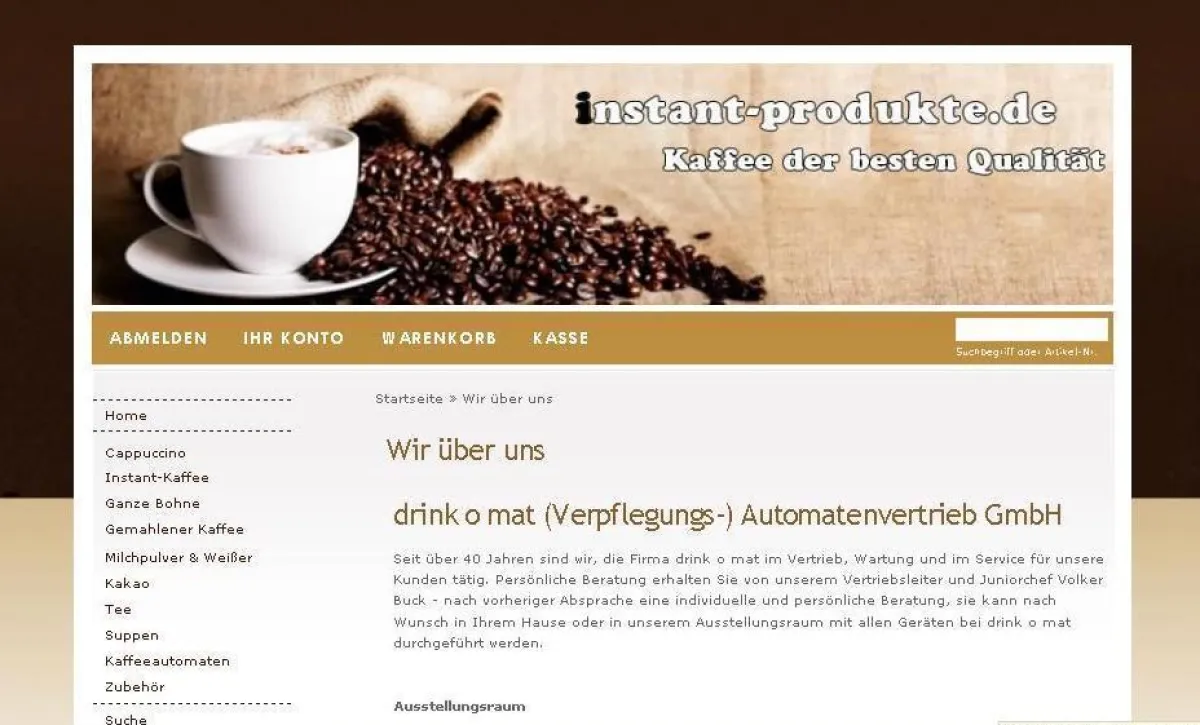 Onlineshop der drink o mat GmbH