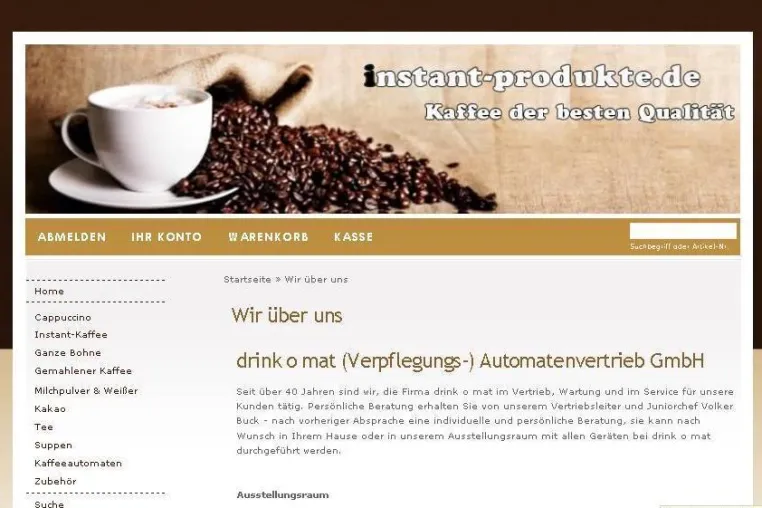Bild: Die drink o mat Automatenvertrieb GmbH - neuer Webauftritt für Instant Produkte
