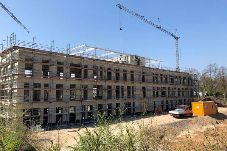 Neues Bürogebäude für das Stahlinstitut VDEh: Rohbau steht Bild: Neues Bürogebäude für das Stahlinstitut VDEh: Rohbau steht