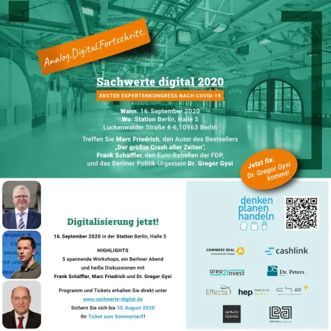 Bild: Finanzkongress „Sachwerte digital 2020" findet statt
