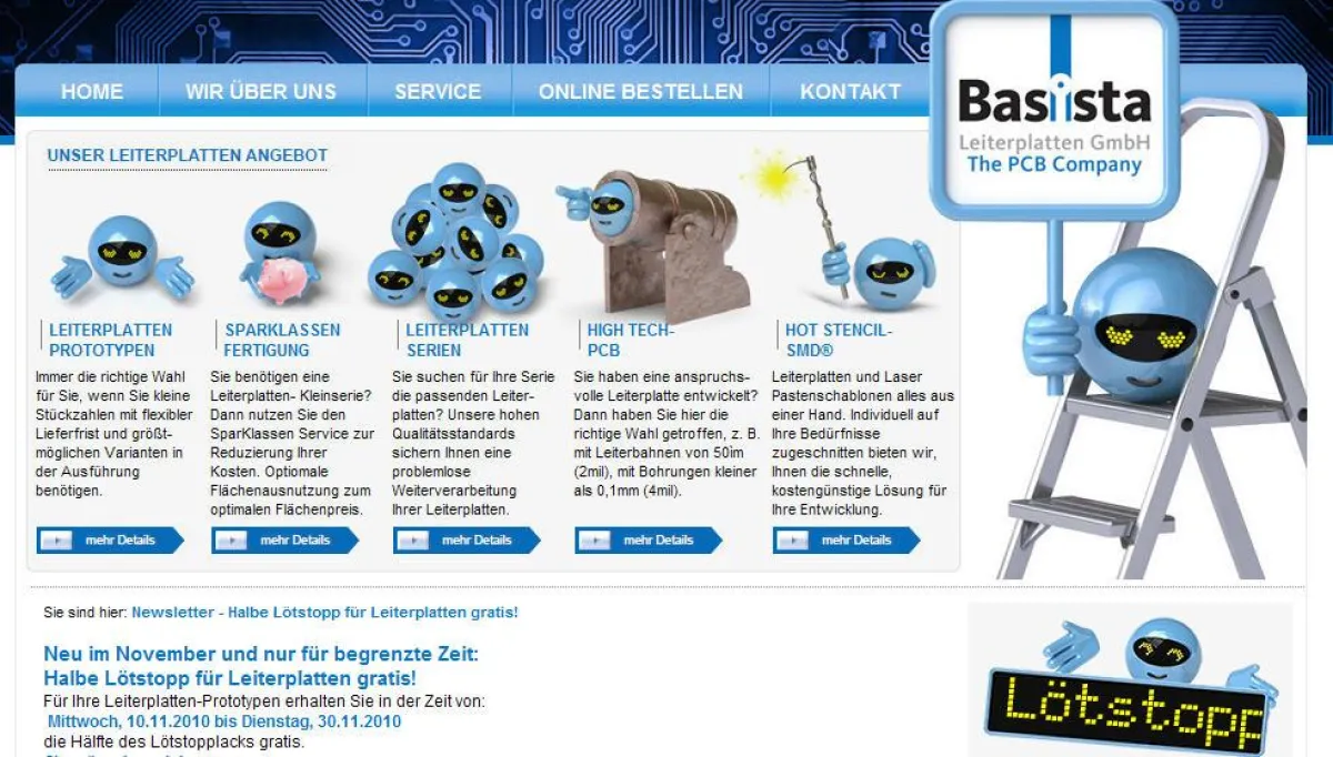 Online-Kalkulation für Leiterplatten-Prototypen bei der Basista-Leiterplatten GmbH