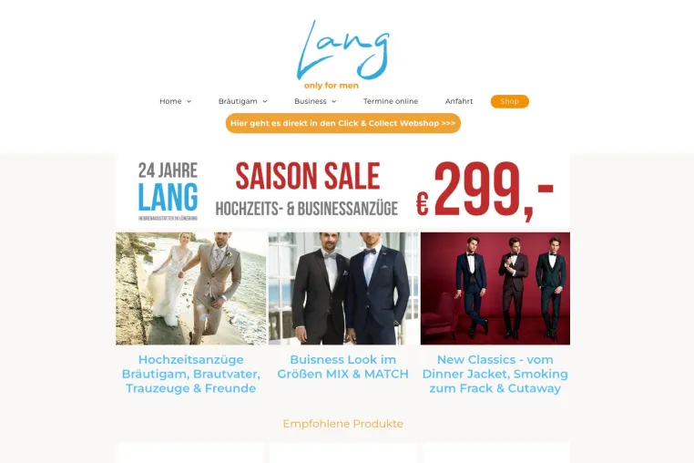 Bild: LANG Herrenausstatter revolutioniert das Anzugs-Shopping mit innovativem Click & Collect System