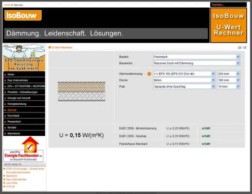 Bild: IsoBouw U-Wert Rechner – EnEV 2009 fest im Griff