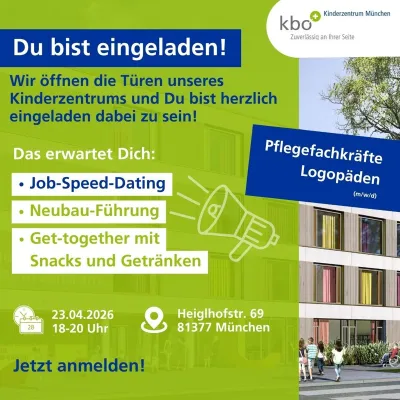 Bild: Recruiting-Event für Pflegekräfte und Logopäden im kbo-Kinderzentrum München am 23. April 2026