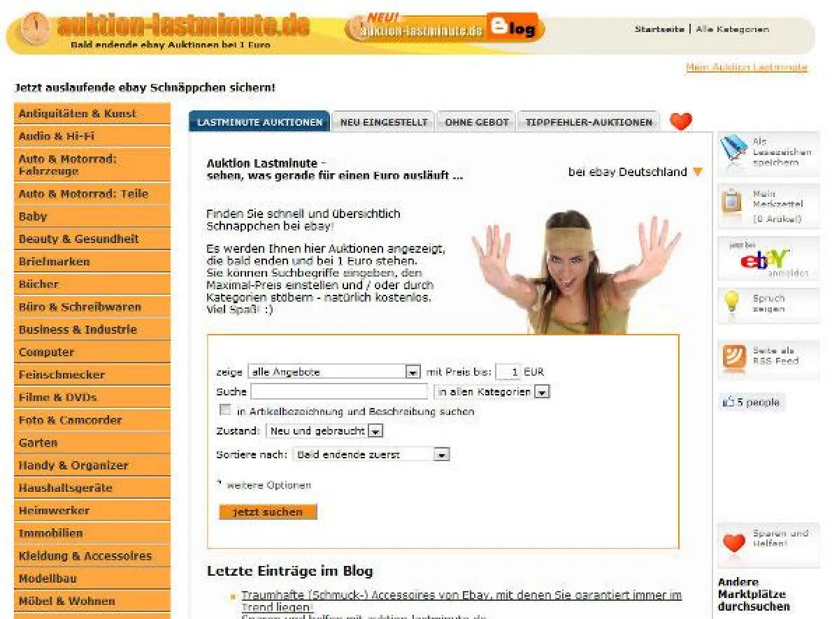 Lastminute Auktionen finden auf auktion-lastminute.de