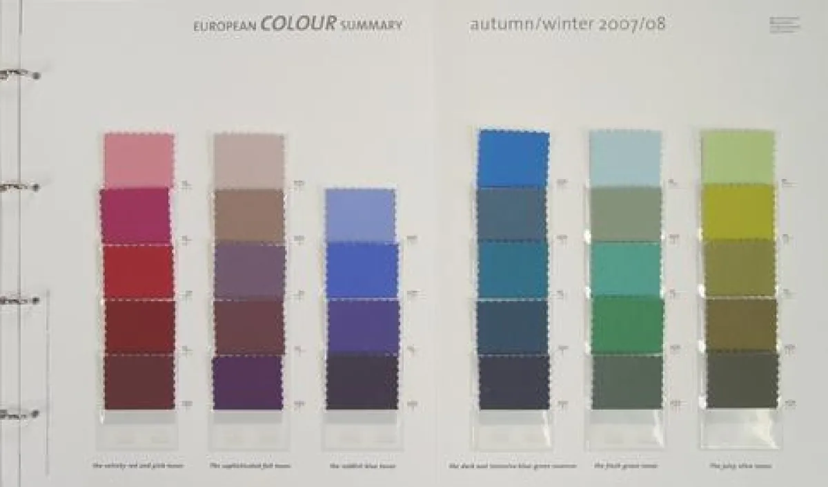 Innenseite des EUROPEAN COLOUR SUMMARY mit herausnehmbaren Farbkärtchen