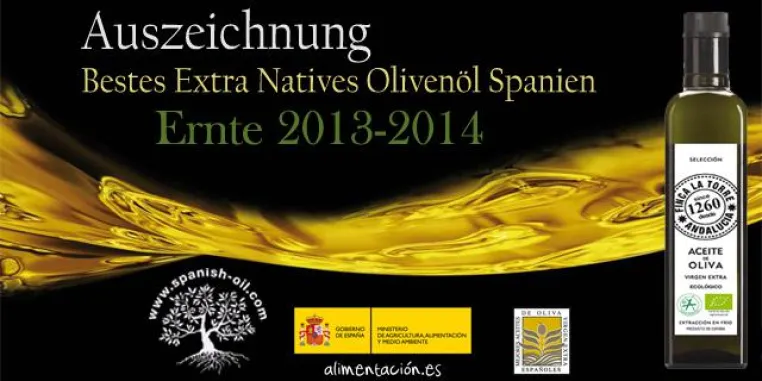 Zum zweiten mal in Folge gewann Finca la Torre Seleccion den Preis als bestes spanisches Olivenöl. Bild: Zum zweiten mal in Folge gewann Finca la Torre Seleccion den Preis als bestes spanisches Olivenöl.