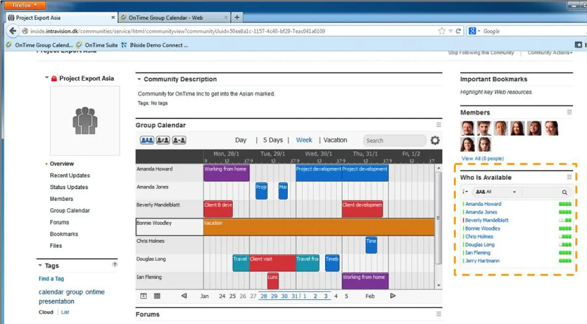 OnTime Gruppenkalender mit IBM Connections - Verfügbarkeit