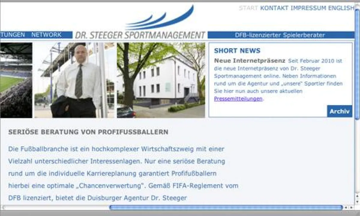 Die neue, erweiterte Internetpräsenz von Dr. Steeger Sportmanagement