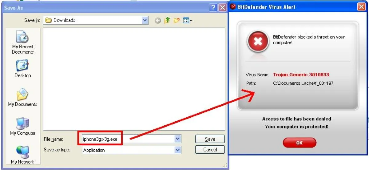 BitDefender-Scan entdeckt Trojan.Generic.3010D833.