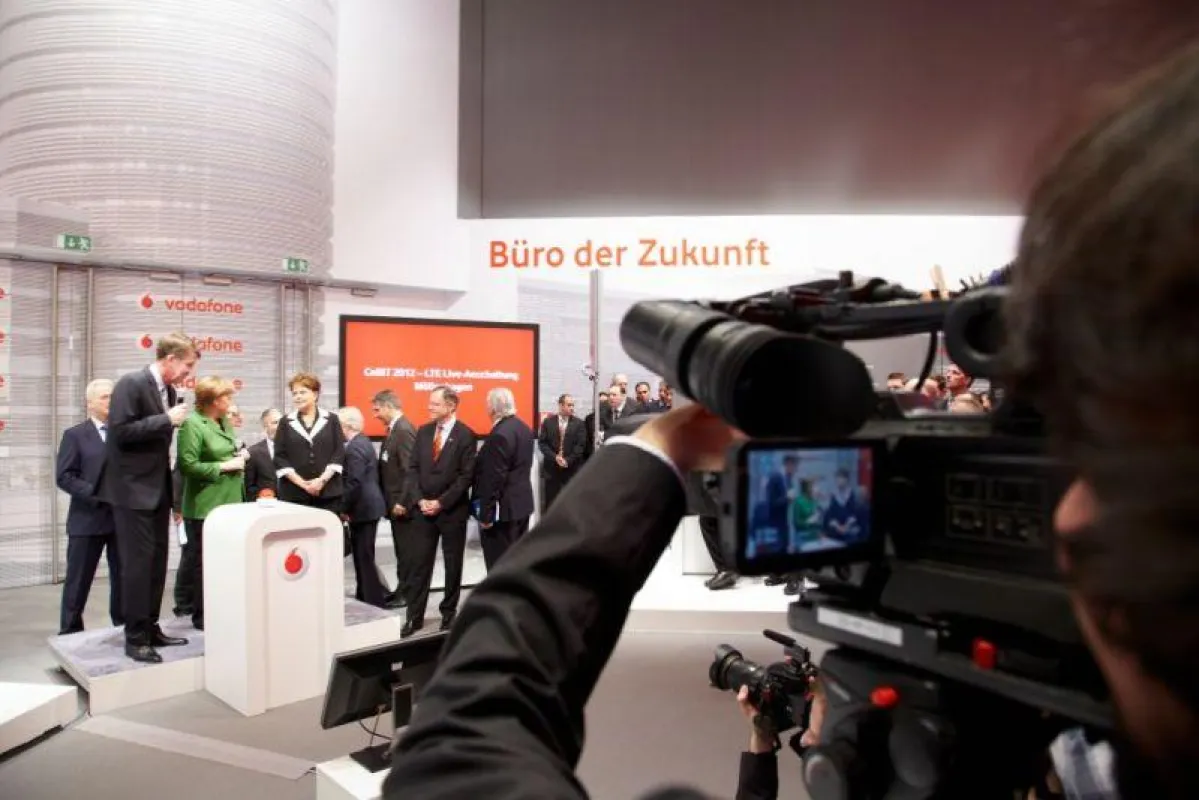 Ansprache Merkels per LTE-Livestreaming (Foto: Frauke Bönsch)