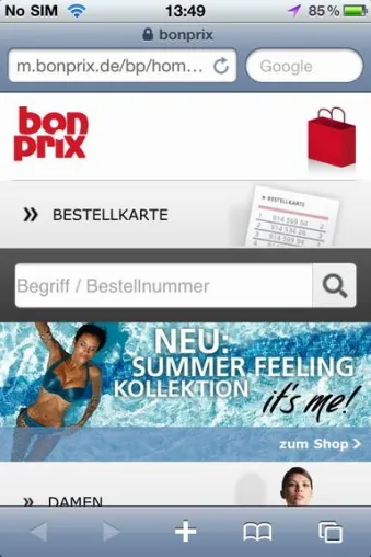 Bild: CLANMO macht Shopping bei bonprix mobil
