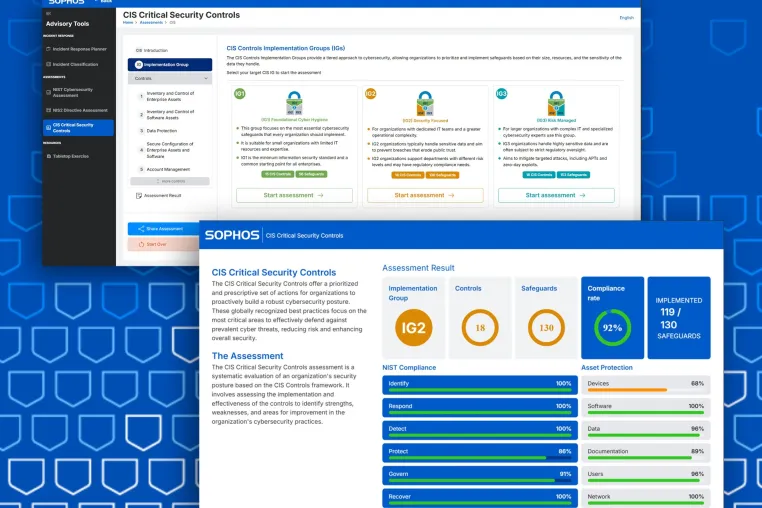 CIS Controls v8.1 in Sophos Central Assessment Tool integriert Bild: CIS Controls v8.1 in Sophos Central Assessment Tool integriert