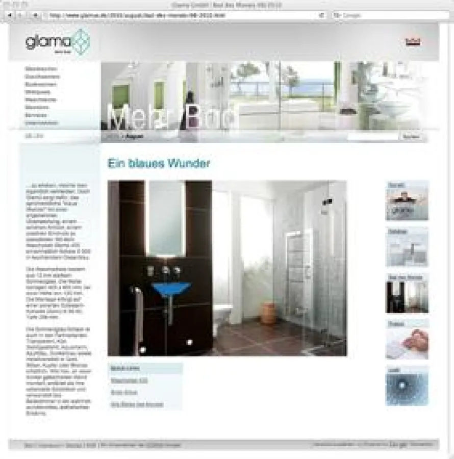 Mit dem „Bad des Monats“ auf www.glamue.de präsentiert Glamü seit vielen Jahren regelmäßig sehr schöne, neue Badezimmer – in ihrer