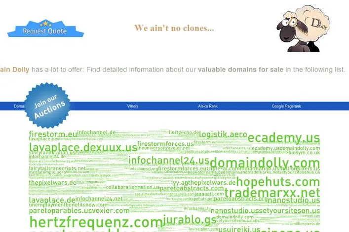 Ersteigern Sie wertvolle Internet Domains auf Domain Dolly. Bild: Ersteigern Sie wertvolle Internet Domains auf Domain Dolly.