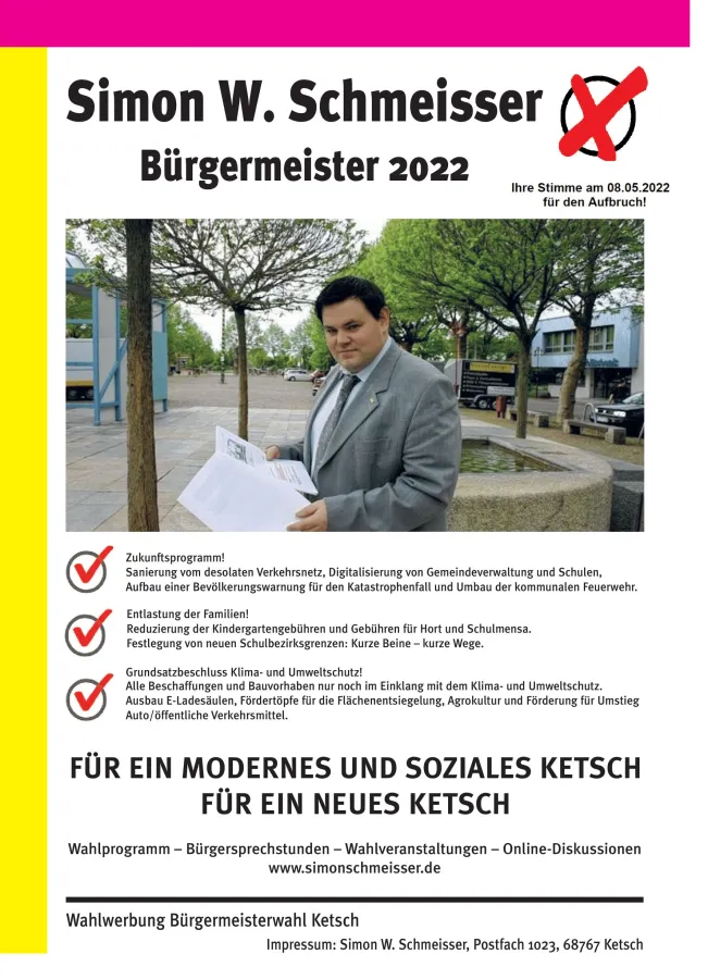 Simon W. Schmeisser zum Ketscher Bürgermeister wählen (© Simon W. Schmeisser)