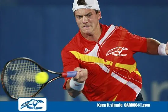 Bild: Der Carboo4U-Athlet Evgeny Korolev startete seine Mission in Down Under bei den Australian Open 2009