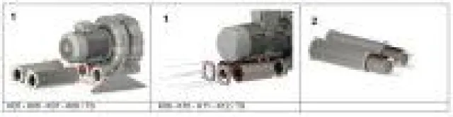 Bild: Schalldämpfung durch integrierte Schalldämpfer im Ansaug- und Ausblaskanal des Seitenkanalverdichters