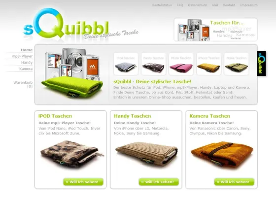 Bild: Klasse statt Masse - sQuibbl.de bietet handgefertigte Taschen für MP3-Player, Handys und Kameras