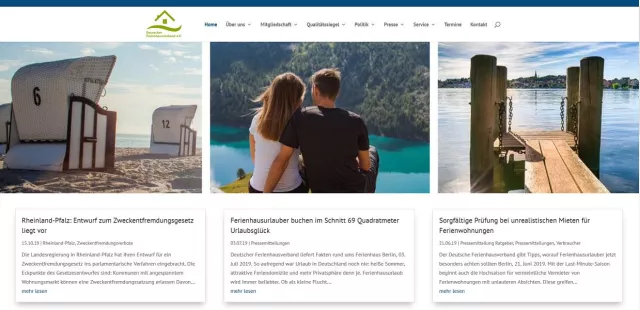 Bild: Neue Webseite für den Deutschen Ferienhausverband e. V.