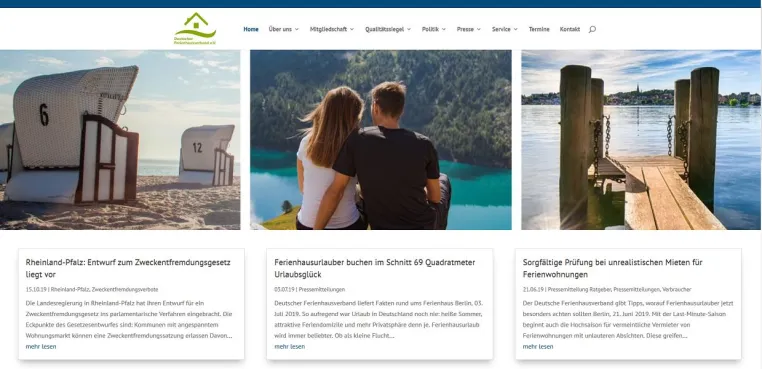 Bild: Neue Webseite für den Deutschen Ferienhausverband e. V.