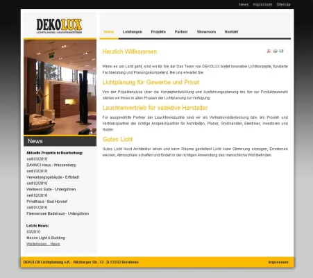 Bild: Relaunch der Website DEKOLUX Lichtplanung