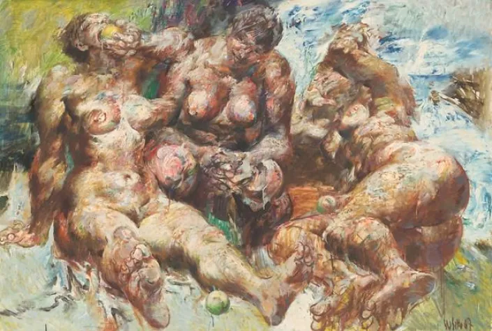 Bild: Ausstellungseröffnung in der Galerie Schwind, Frankfurt/M. Willi Sitte – Gemälde