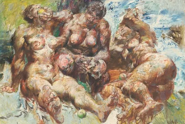 Bild: Ausstellungseröffnung in der Galerie Schwind, Frankfurt/M. Willi Sitte – Gemälde