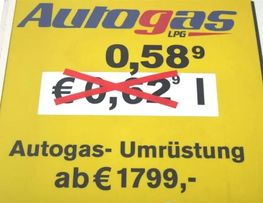 Bild: Autogas-Preis bei fällt auf € 58,9 pro Liter