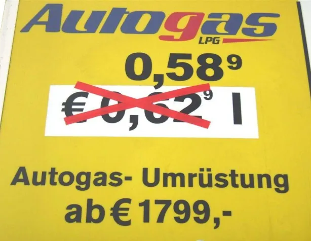 Bild: Autogas-Preis bei fällt auf € 58,9 pro Liter