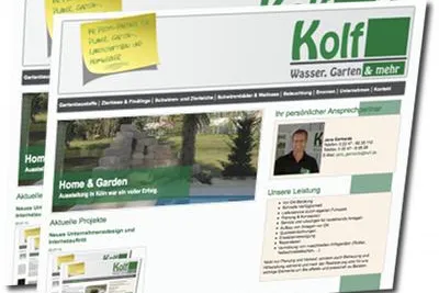Bild: Kolf GbR im Internet. Klares Design. Übersichtliche Navigation.
