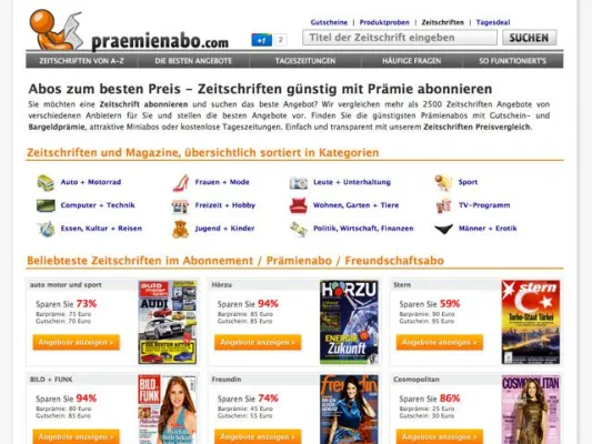 Bild: Praemienabo.com: Zeitschriften günstig mit Prämie abonnieren