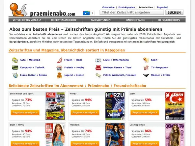 Bild: Praemienabo.com: Zeitschriften günstig mit Prämie abonnieren