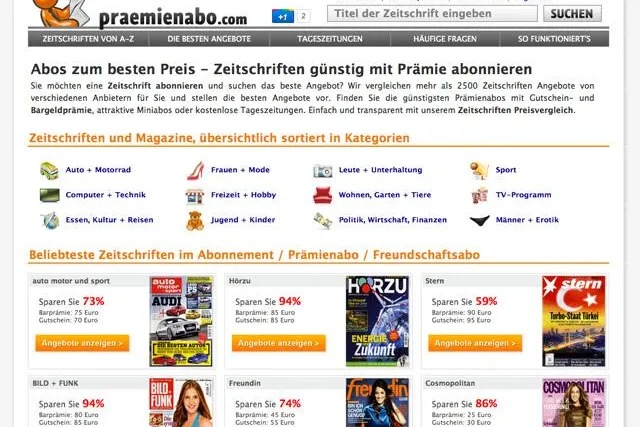 Bild: Praemienabo.com: Zeitschriften günstig mit Prämie abonnieren