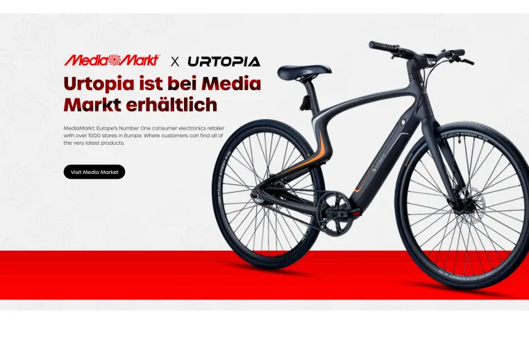 Urtopia E-Bike: Neue Partnerschaft mit deutschem Handelsriesen MediaMarkt ist ein Meilenstein für Urtopia Bild: Urtopia E-Bike: Neue Partnerschaft mit deutschem Handelsriesen MediaMarkt ist ein Meilenstein für Urtopia