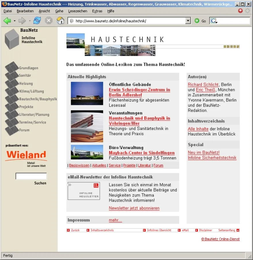 Kostenloses Online-Lexikon: Infoline Haustechnik